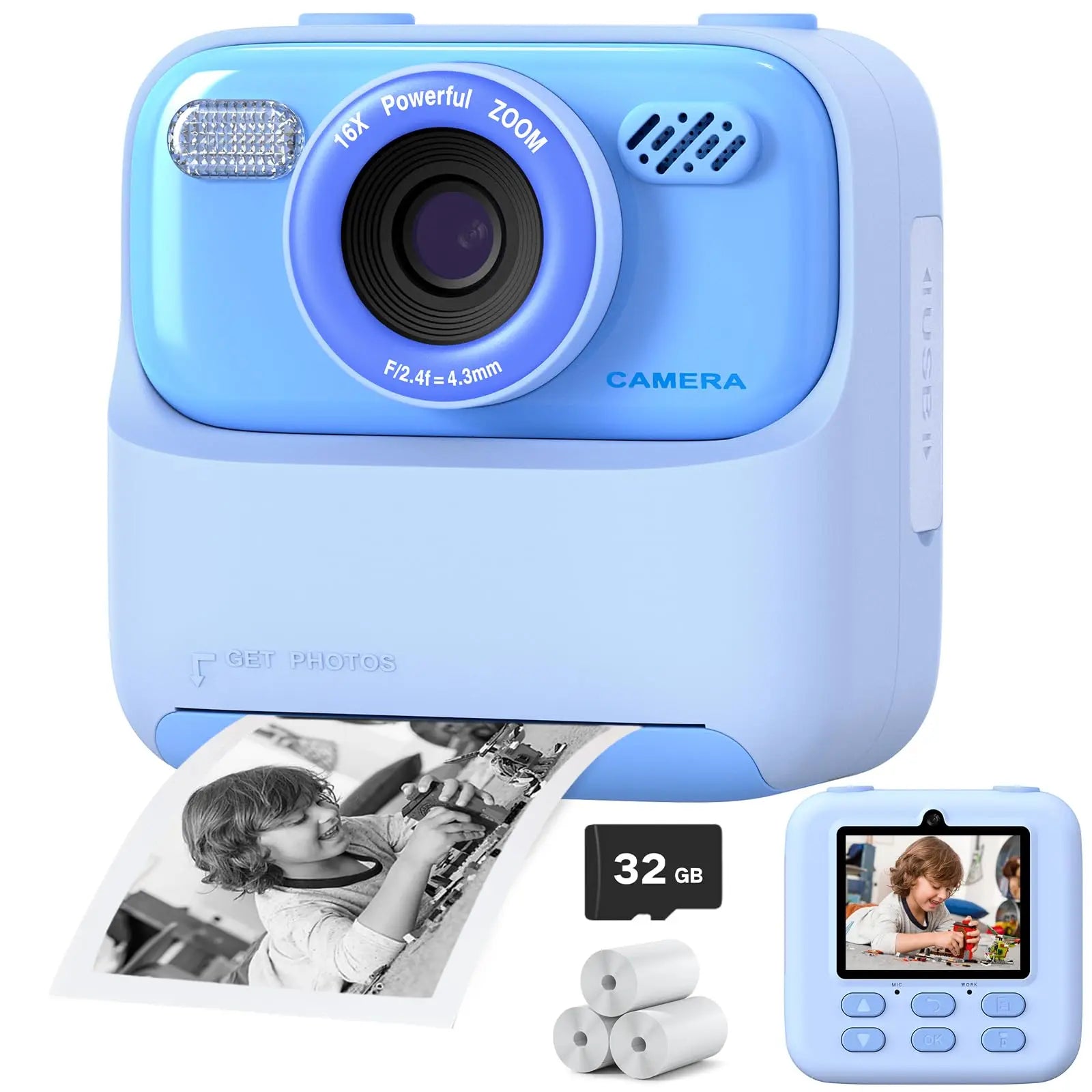 AMORUS Kids Camera Instant Dual Lens Selfie