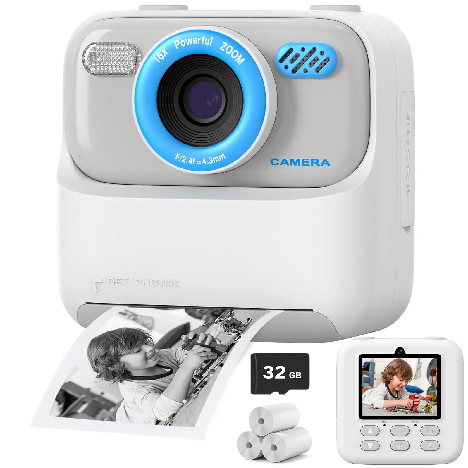 AMORUS Kids Camera Instant Dual Lens Selfie