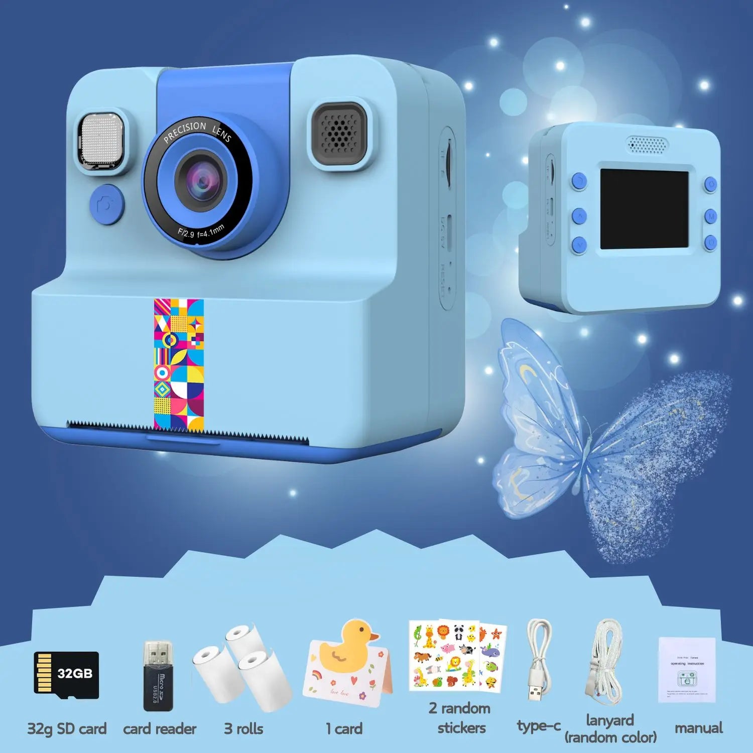Classic Kids Instant Print Camera w/ 32GB Memory Card